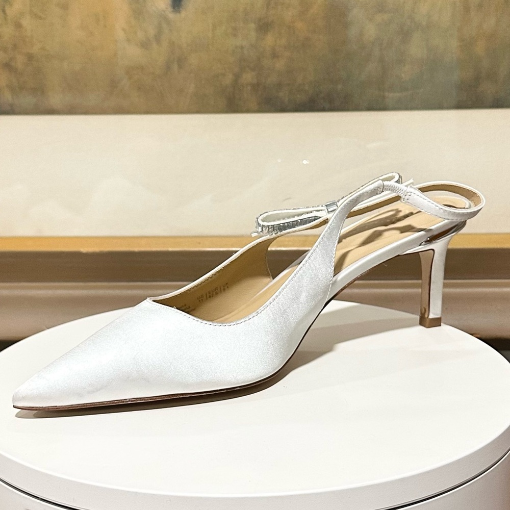 🌸TED BAKER🌸 Janie Bow Slingback Pointed Toe Pump In White Size: 11 - Picture 3 of 16